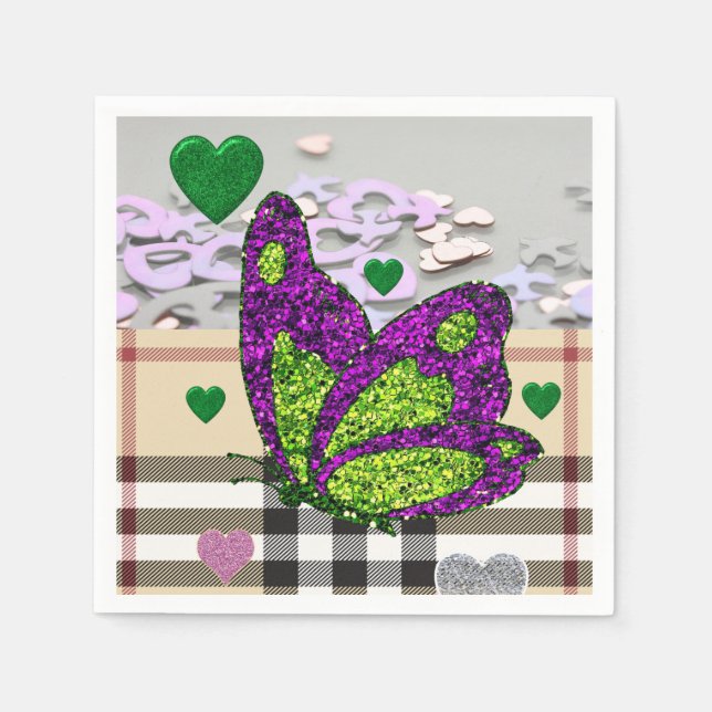 Valentine's Day Paper Napkins, Butterfly Napkins (Front)