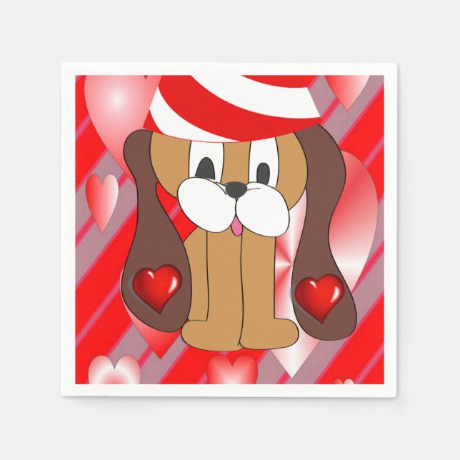 Valentine's Day Paper Napkins, Dog Napkins (Front)