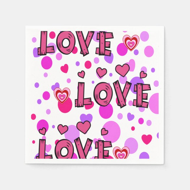Valentine's Day Paper Napkins, Love Napkins (Front)