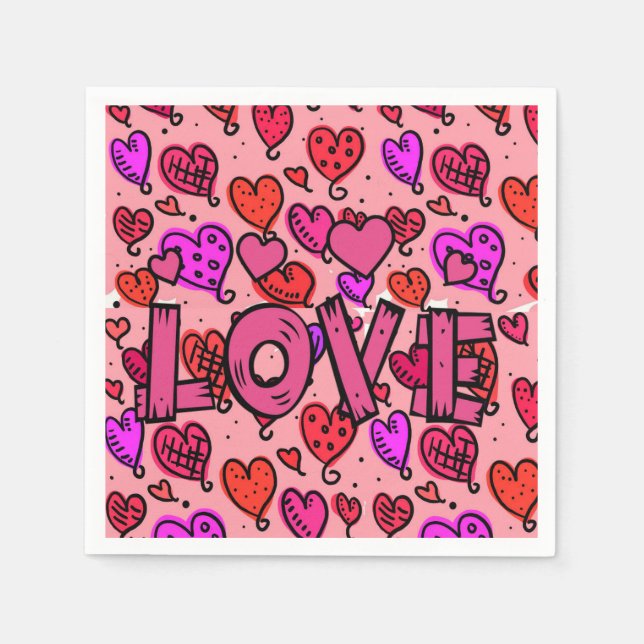 Valentine's Day Paper Napkins, Love Napkins (Front)