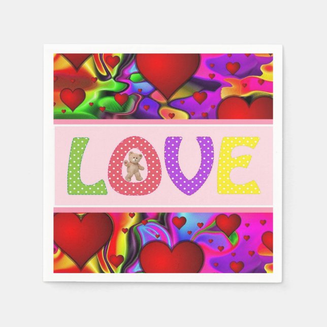 Valentine's Day Paper Napkins, Love Napkins (Front)