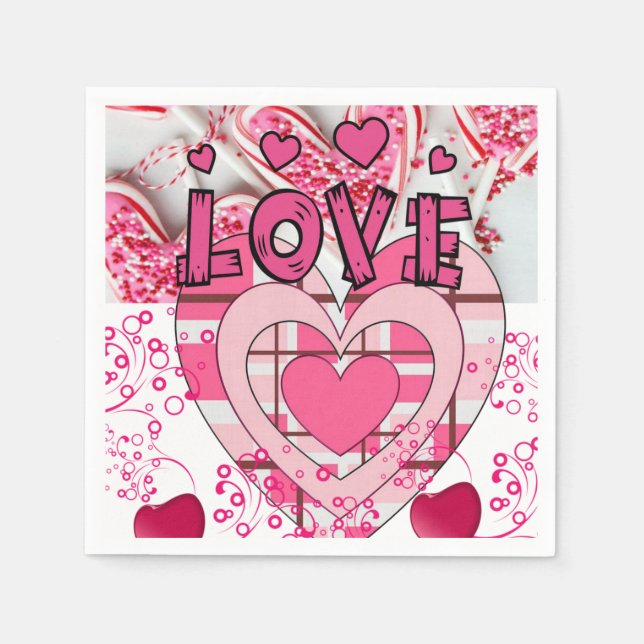 Valentine's Day Paper Napkins, Love Napkins (Front)