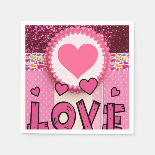 Valentine's Day Paper Napkins, Love Napkins (Front)
