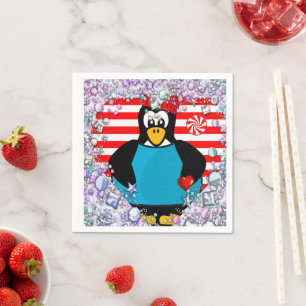 Valentine's Day Paper Napkins, Penguin Hearts Napkins