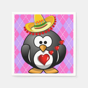 Valentine's Day Paper Napkins, Penguin Napkins