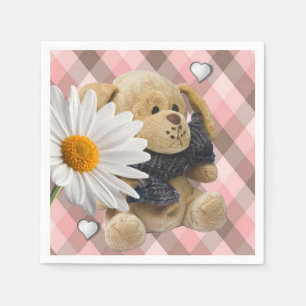 Valentine's Day Paper Napkins, Teddy Bear Napkins