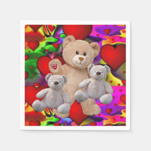 Valentine's Day Paper Napkins, Teddy Bear Napkins