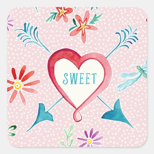 Valentine's Day Party Favor Seals Hearts n Flowers (Front)