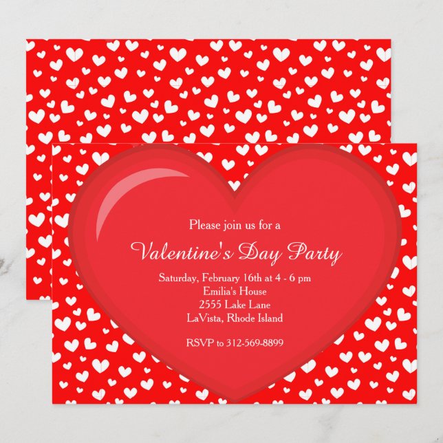 Valentines Day Party Heart Invitation (Front/Back)