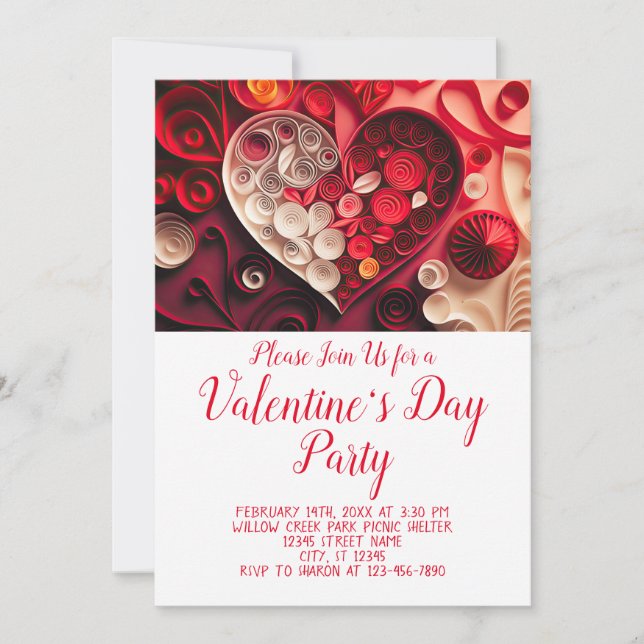 Valentine's Day Party Heart Theme Invitation (Front)