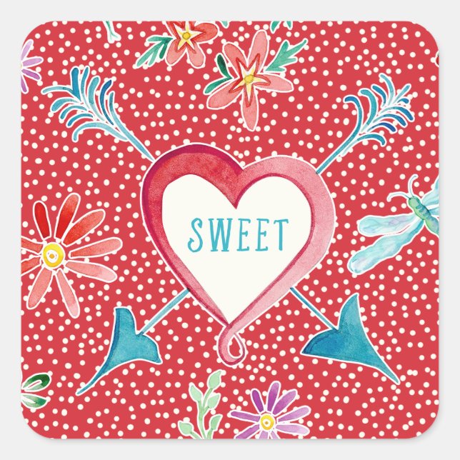 Valentine's Day Party Hearts n Flowers Favor Seals (Front)