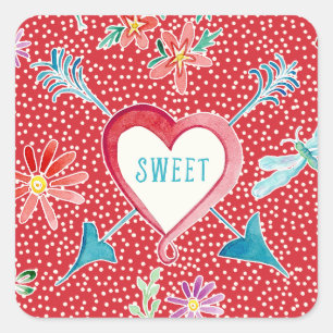 Valentine's Day Party Hearts n Flowers Favor Seals