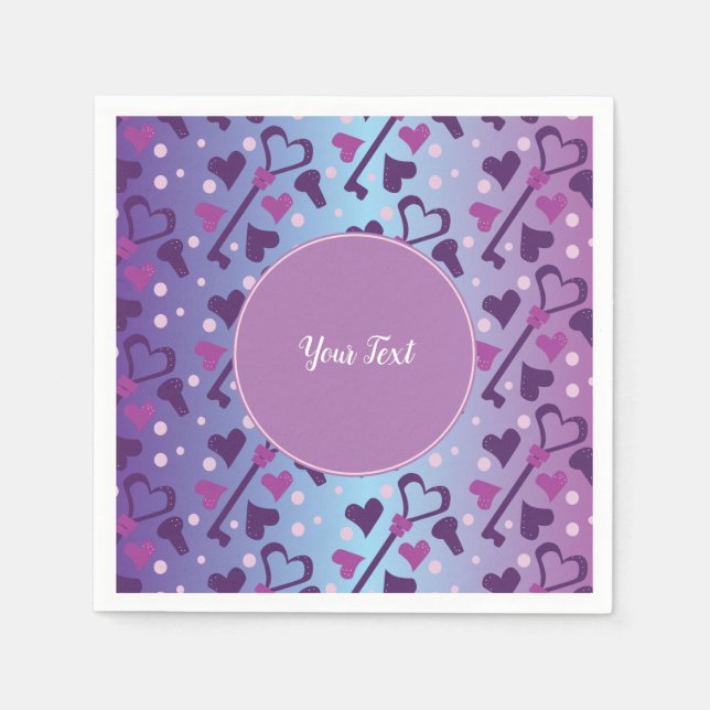 Valentines Day Party Hearts Skeleton Keys Lockets Napkins (Front)