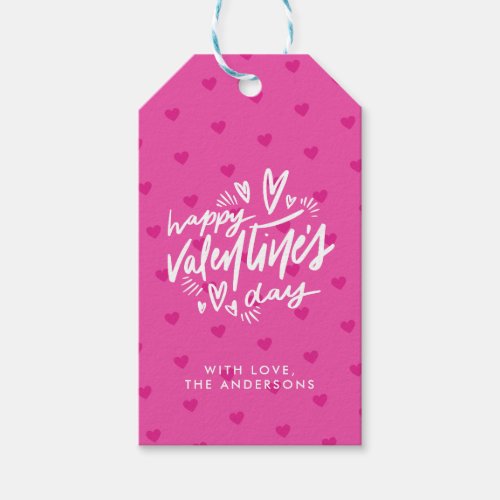 Valentines Day Party Hot Pink Hearts Gift Tags