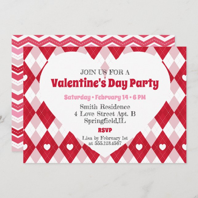 Valentine's Day Party Invitation (Front/Back)
