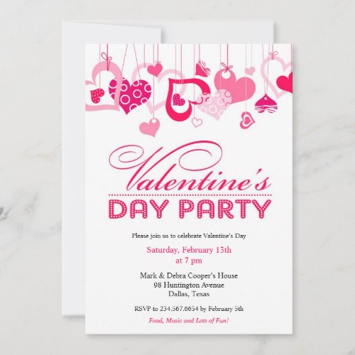 Valentine's Day Party Invitation Flat Card