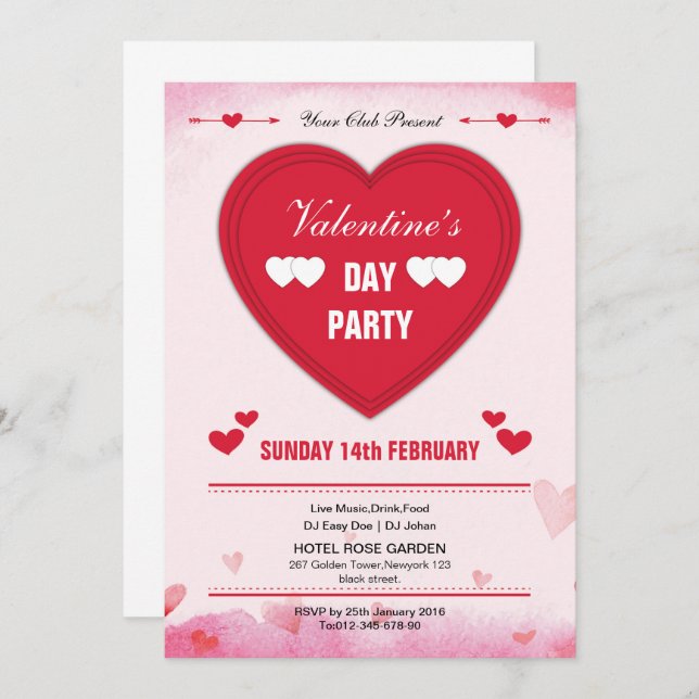 Valentine's Day Party Invitation Flyer (Front/Back)