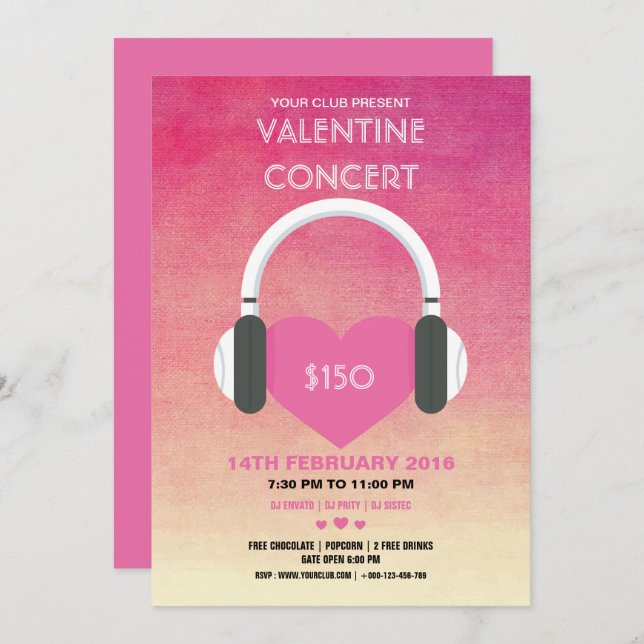 Valentine's Day Party Invitation Flyer (Front/Back)
