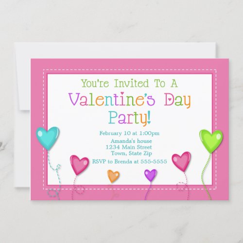 Valentines Day Party Invitation Kid Heart Invitation