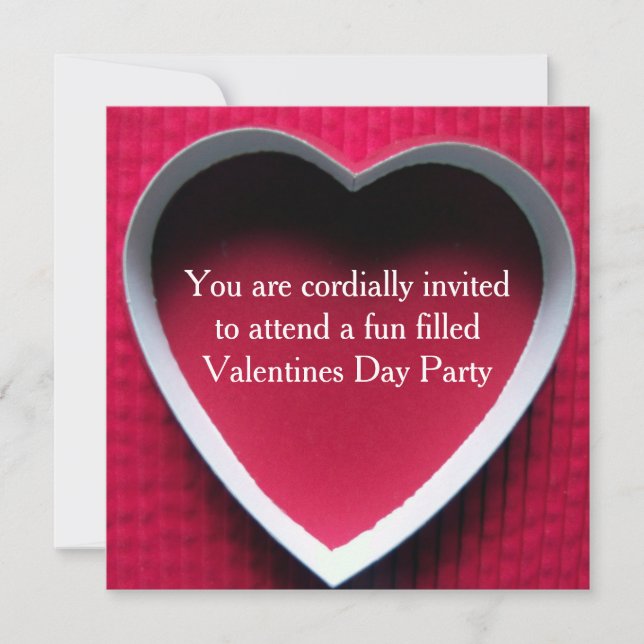 Valentines Day Party Invitation Red Heart Design (Front)