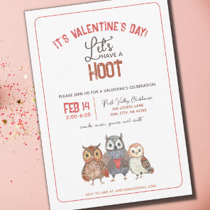 Valentine's Day Party Owl Themed Invitation