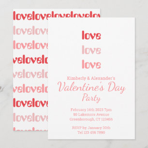 Valentine's Day Party Pink and Red typography Invitation