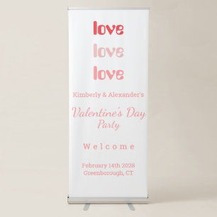 Valentine's Day Party Pink and Red Welcome Retractable Banner