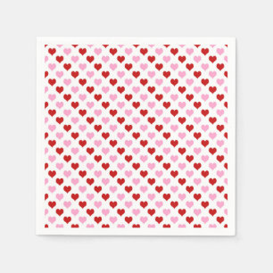 Valentine's Day Party Red and Pink Hearts Napkin