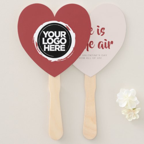 Valentines Day Party Red Heart Business Logo Hand Fan