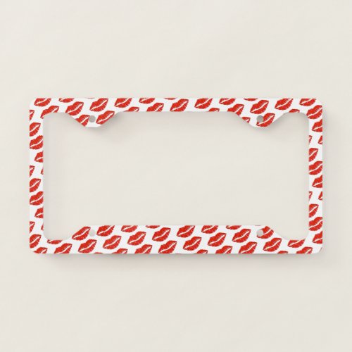 Valentines Day Party Red Lips Lipstick Kiss Love License Plate Frame