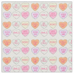 Valentine's Day Pastel Candy Conversation Hearts Fabric
