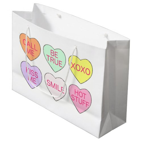 Valentines Day Pastel Conversation Heart Candy Large Gift Bag