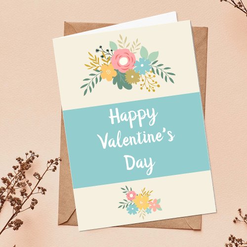 Valentines Day pastel modern floral bouquet Card