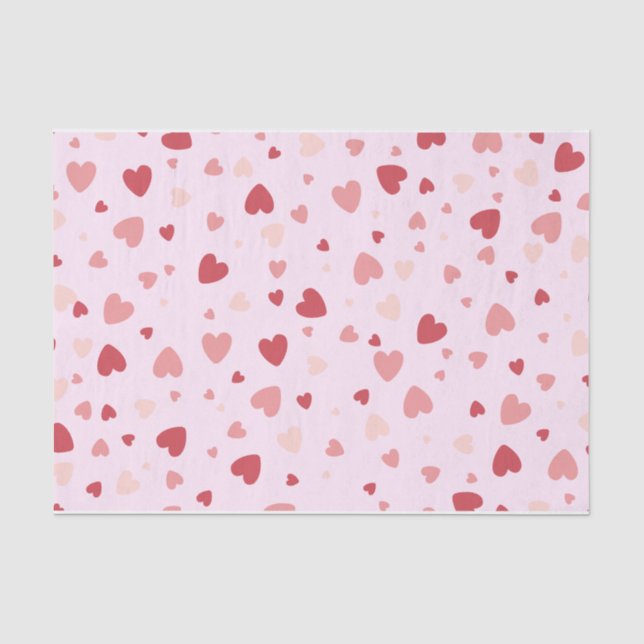 Valentine's Day Pastel Red and Pink Hearts  Tissue Paper (Front)