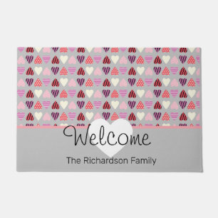 Valentines Day Pattern Hearts Cute Gray Doormat