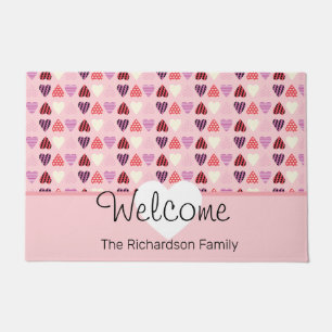 Valentines Day Pattern Hearts Cute  Pink Doormat