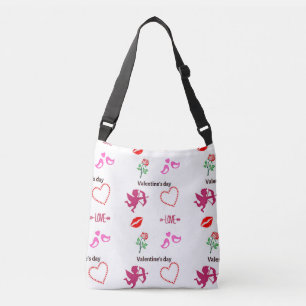Valentine's day pattern on white crossbody bag