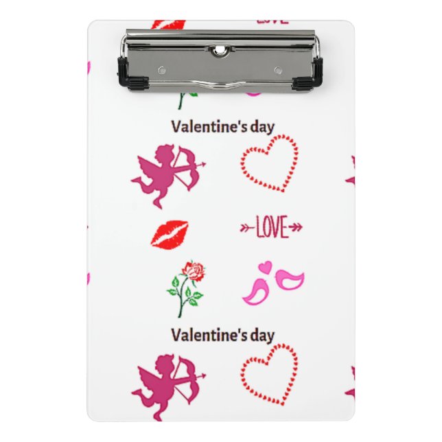 Valentine's day pattern on white mini clipboard (Front)