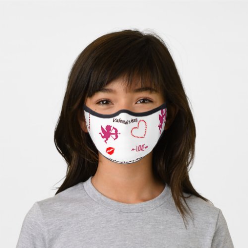 Valentines day pattern on white premium face mask
