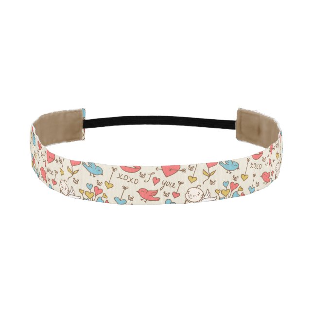 Valentine's Day Pattern with Cupid Athletic Headband (Front)