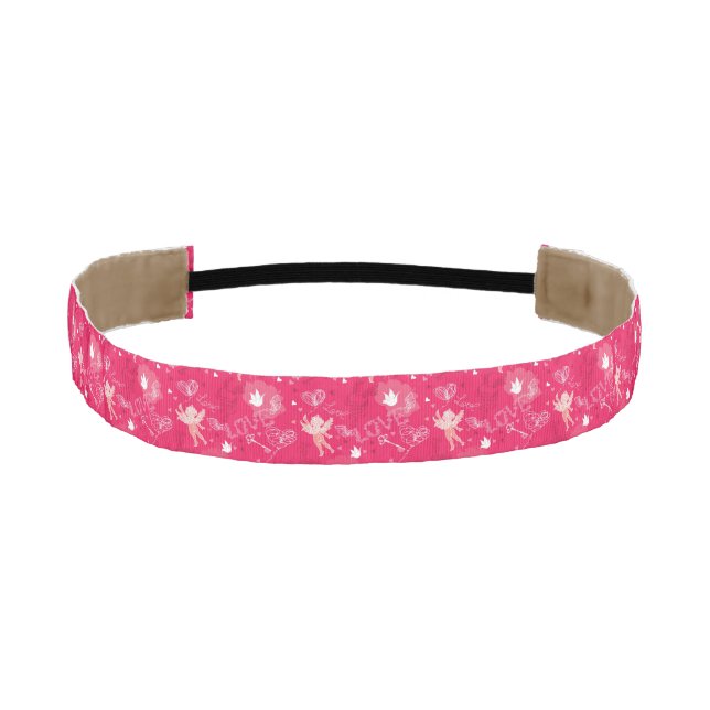 Valentine's Day  Pattern With Cupid Athletic Headband (Front)