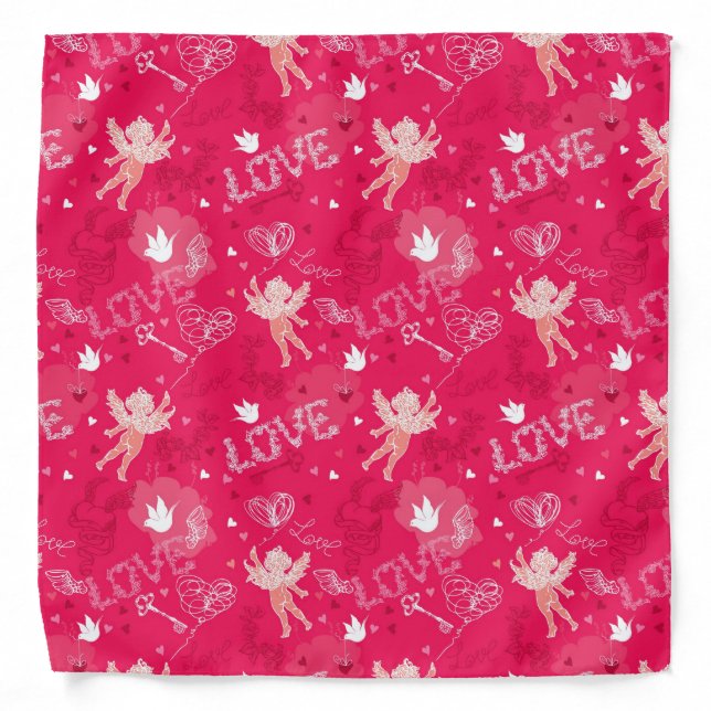 Valentine's Day  Pattern With Cupid Bandana (Front)