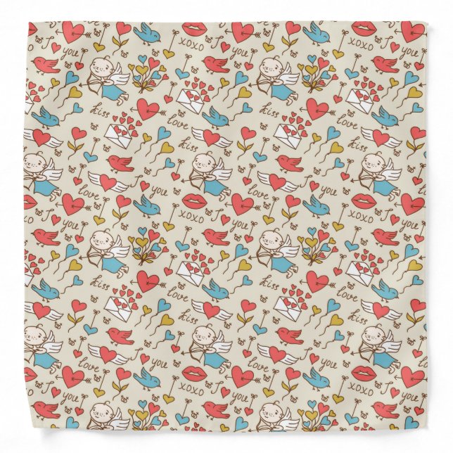 Valentine's Day Pattern with Cupid Bandana (Front)