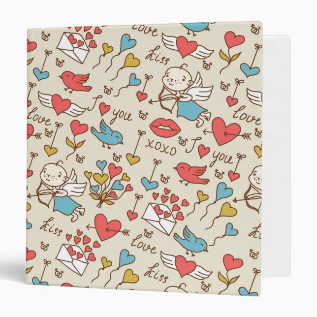 Valentine's Day Pattern with Cupid Binder (Front/Inside)