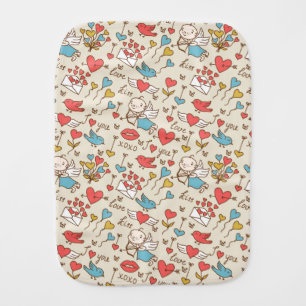 Valentine's Day Pattern with Cupid Burp Cloth
