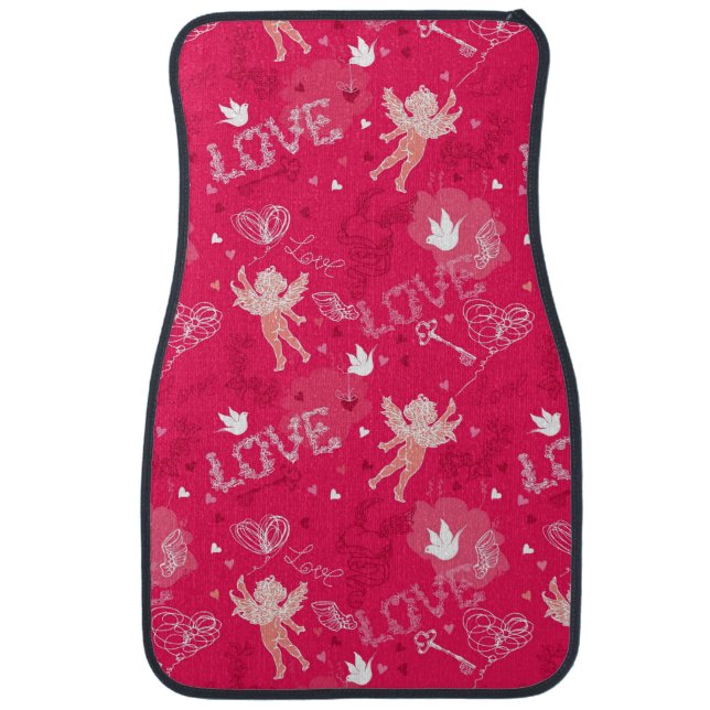 Valentine's Day  Pattern With Cupid Car Floor Mat (Front)