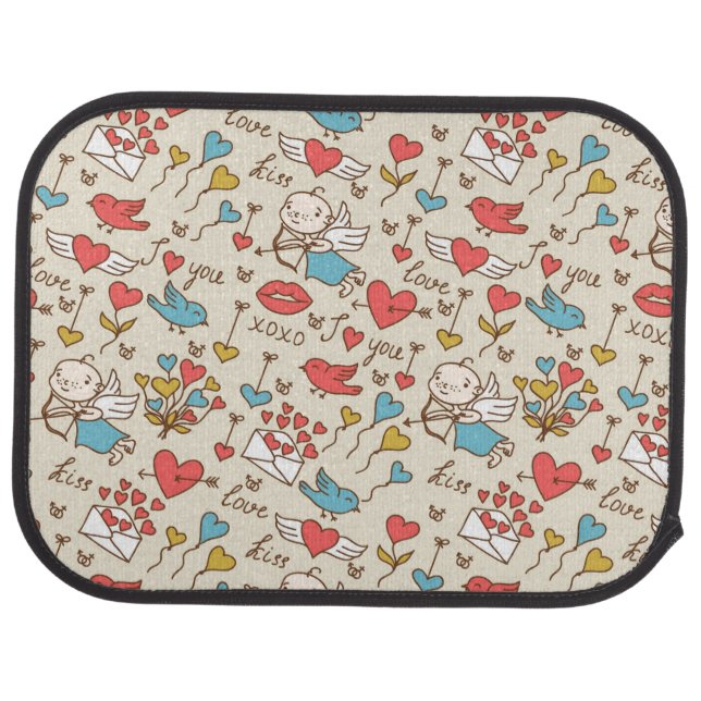 Valentine's Day Pattern with Cupid Car Mat (Rear)