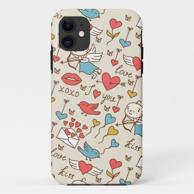 Valentine's Day Pattern with Cupid Case-Mate iPhone Case (Back)