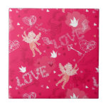 Valentine&#39;s Day  Pattern With Cupid Ceramic Tile