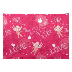 Valentine's Day  Pattern With Cupid Cloth Placemat